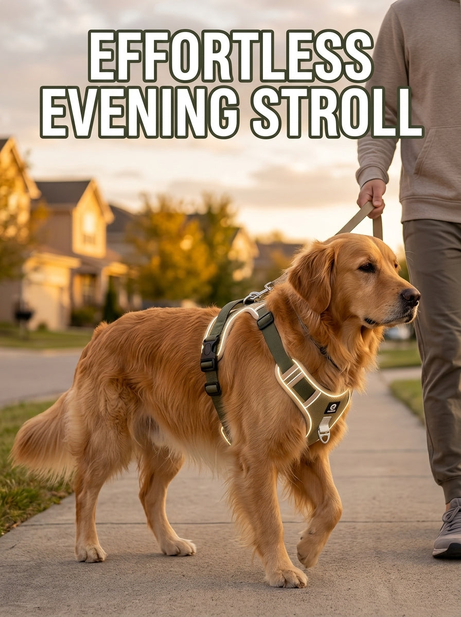 No-Pull Dog Harness - reflective evening walk hero