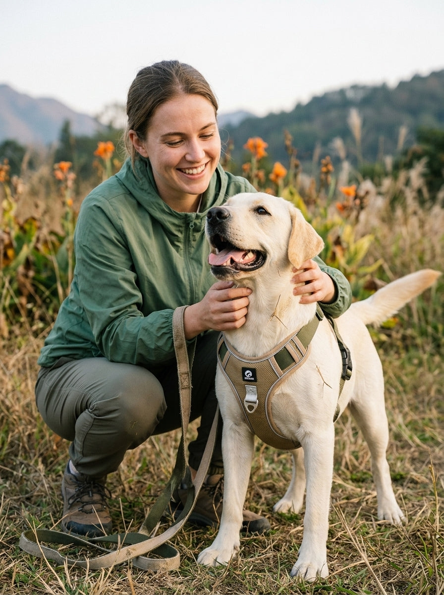 No-Pull Dog Harness - happy owner and dog after calm walk