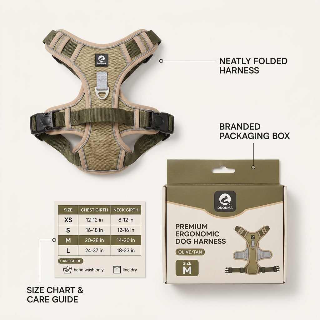 No-Pull Dog Harness - what's in the box flat lay